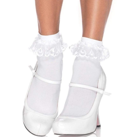 Leg Avenue Accessories - Leg Avenue Lace Ruffle Anklet Socks